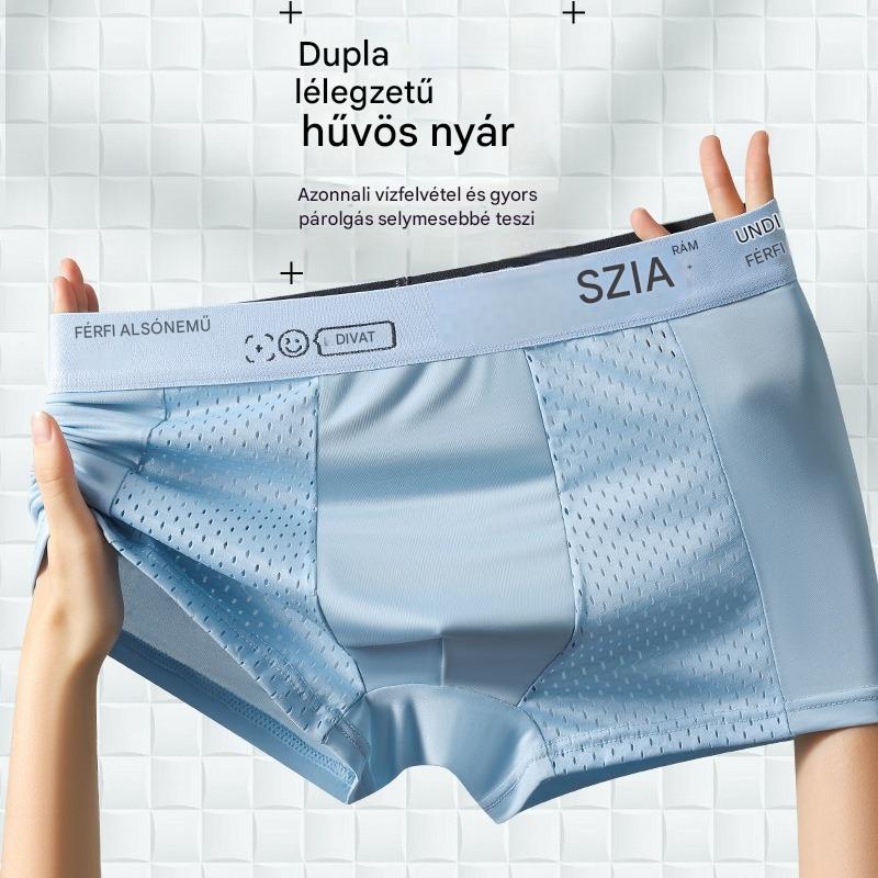 🔥【Vásárolj 3-at, és 3-at kapsz ajándékba】Légáteresztő, hálós Ice Silk férfi boxeralsó. Rugalmas, kényelmes és lélegző.