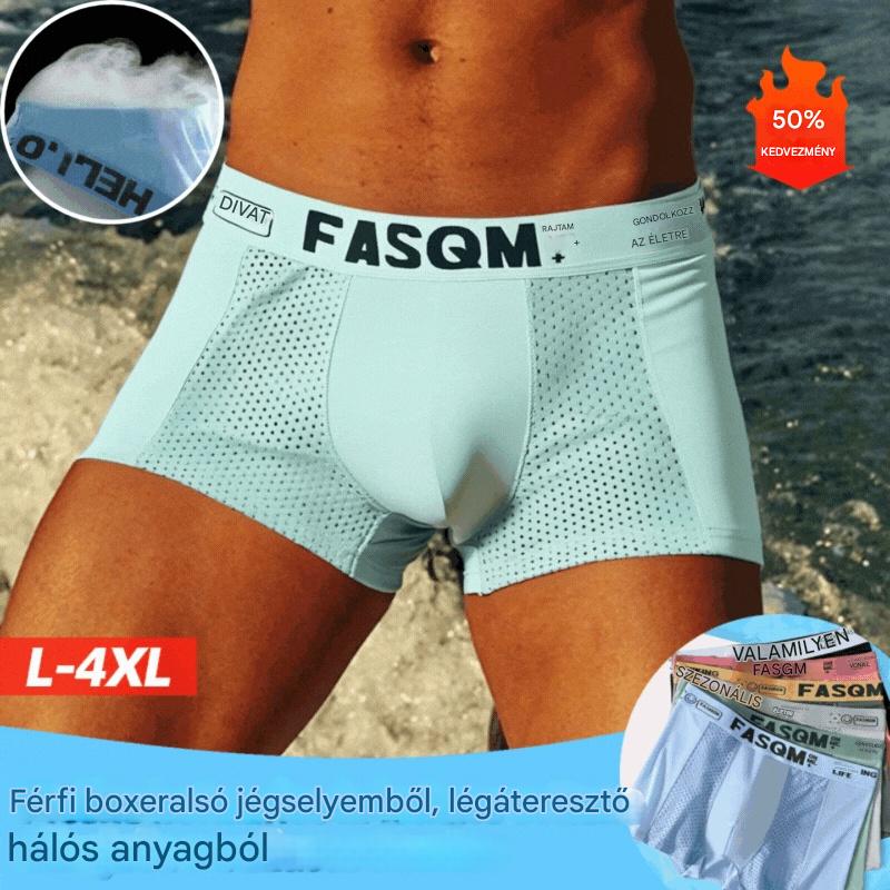 🔥【Vásárolj 3-at, és 3-at kapsz ajándékba】Légáteresztő, hálós Ice Silk férfi boxeralsó. Rugalmas, kényelmes és lélegző.