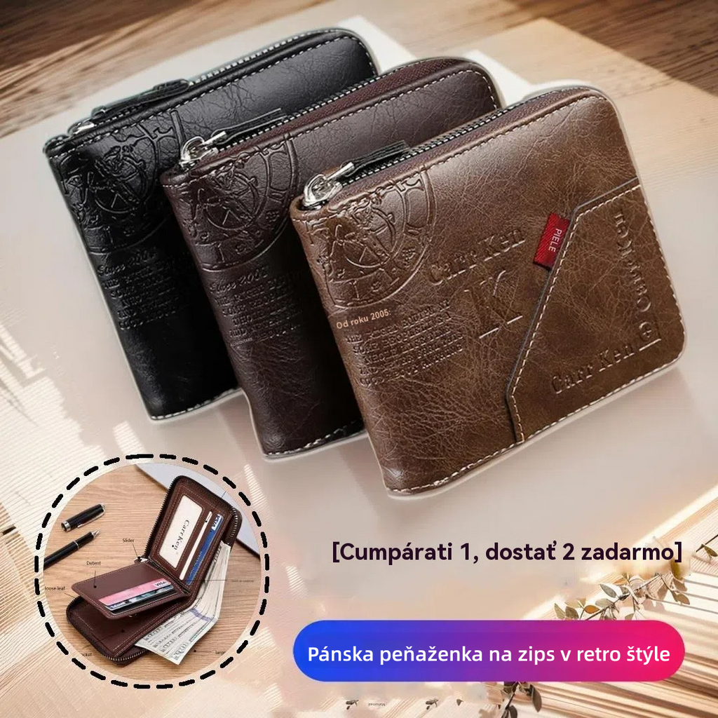 💰【Vásárolj 1-et, kapsz 1-t ingyen】Szuper kedvezmény🔥Férfi retró stílusú cipzáras pénztárca