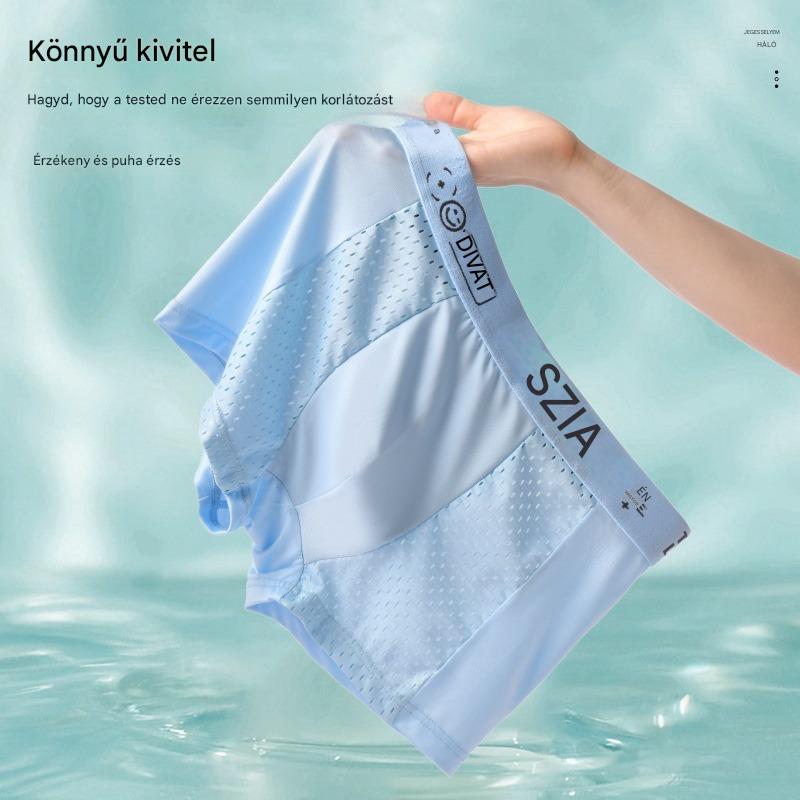 🔥【Vásárolj 3-at, és 3-at kapsz ajándékba】Légáteresztő, hálós Ice Silk férfi boxeralsó. Rugalmas, kényelmes és lélegző.