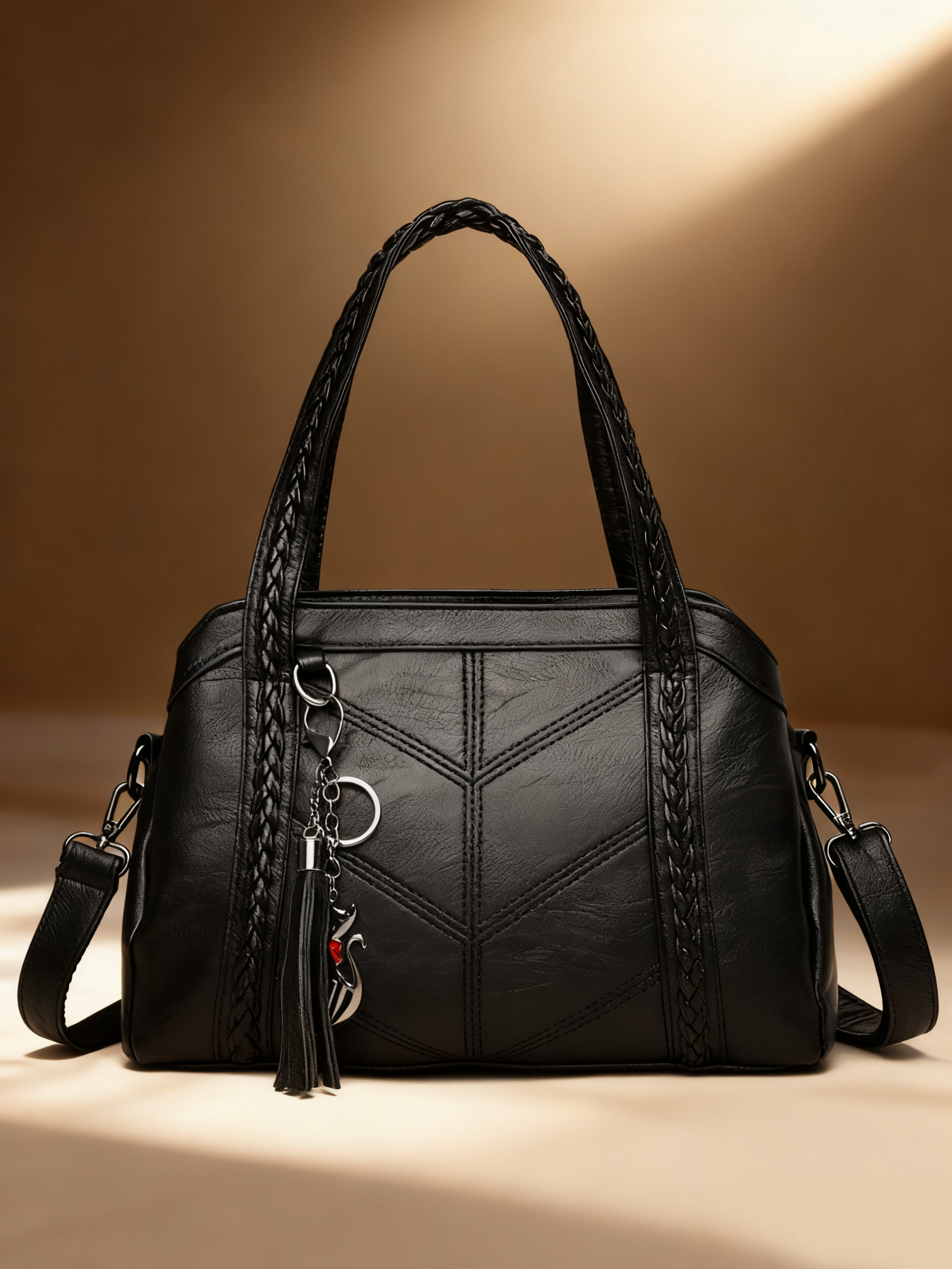 👜Měkká kožená taška, kabelka, velká kapacita, tři přihrádky, voděodolná a odolná proti poškrábání