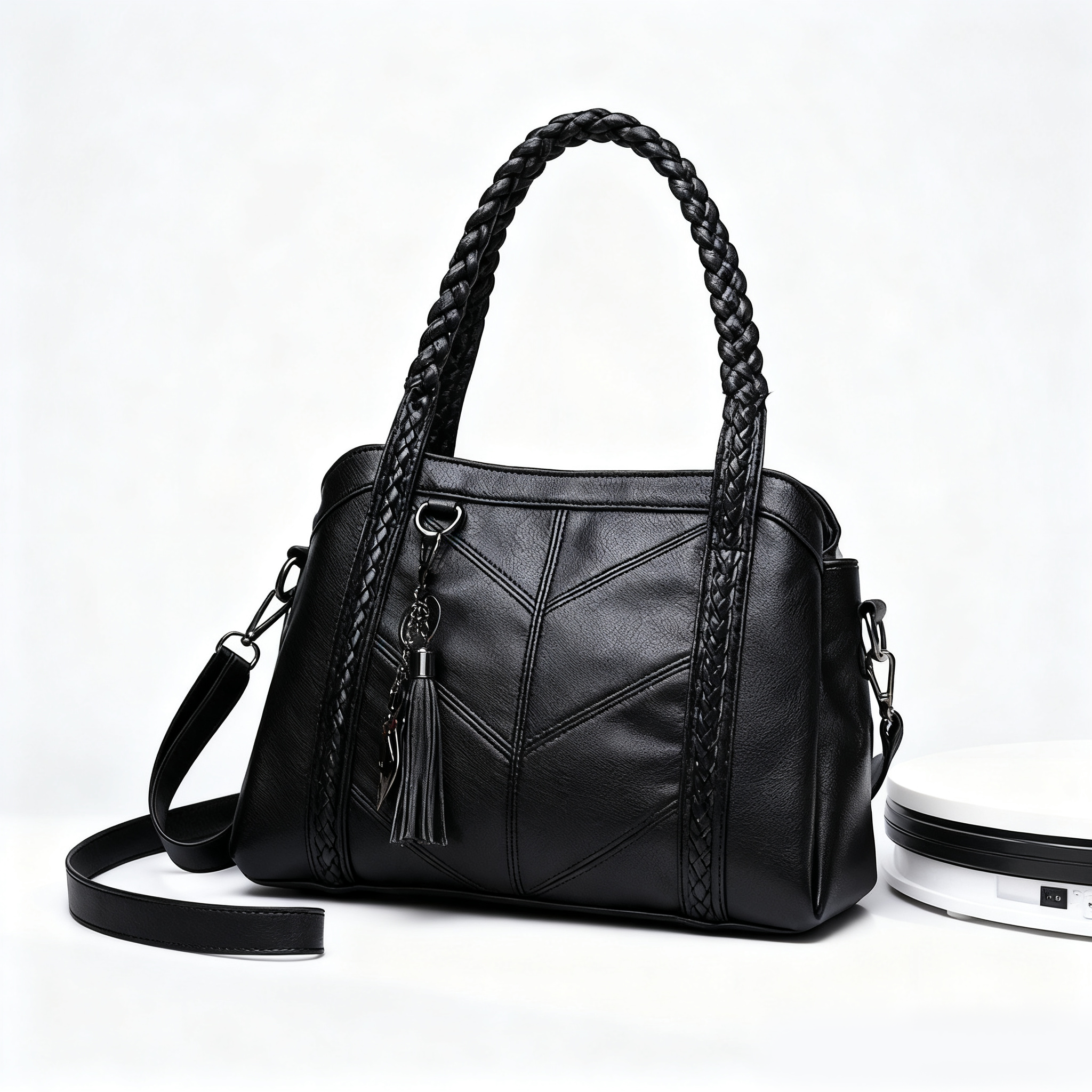 👜Měkká kožená taška, kabelka, velká kapacita, tři přihrádky, voděodolná a odolná proti poškrábání