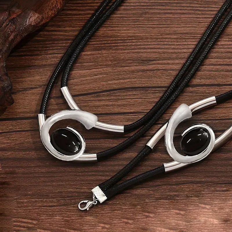 ✨🔥Bohém stílusú drágaköves nyaklánc + karkötő szett