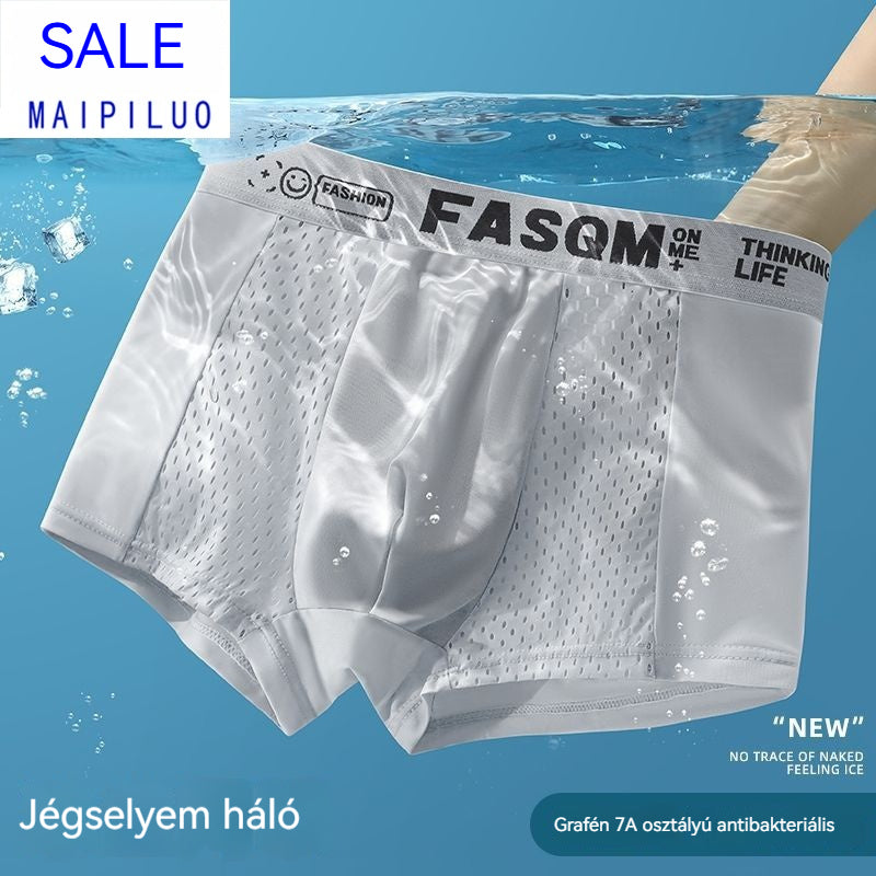 🔥【Vásárolj 3-at, és 3-at kapsz ajándékba】Légáteresztő, hálós Ice Silk férfi boxeralsó. Rugalmas, kényelmes és lélegző.