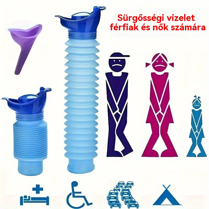 Hordozható, összecsukható utazási piszoár férfiaknak, nőknek és gyerekeknek – újrafelhasználható piszoár kempingezéshez és hosszú utazásokhoz